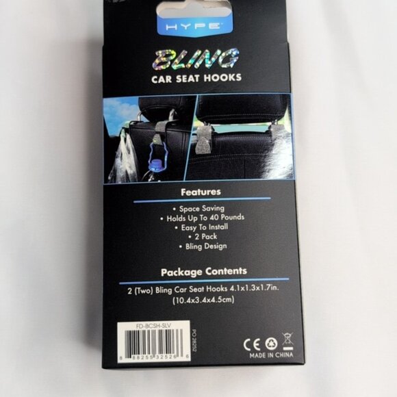 Hype Bling Car Seat Hooks 2 Pack, NEW - Picture 2 of 4